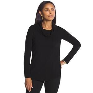 Chico’s Cam Black Cowl Neck Long Sleeve Pullover Sweater Size 1